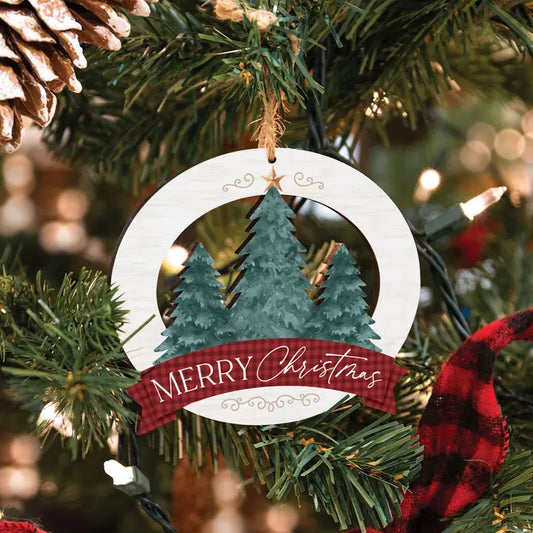 Merry Christmas with Trees Ornament