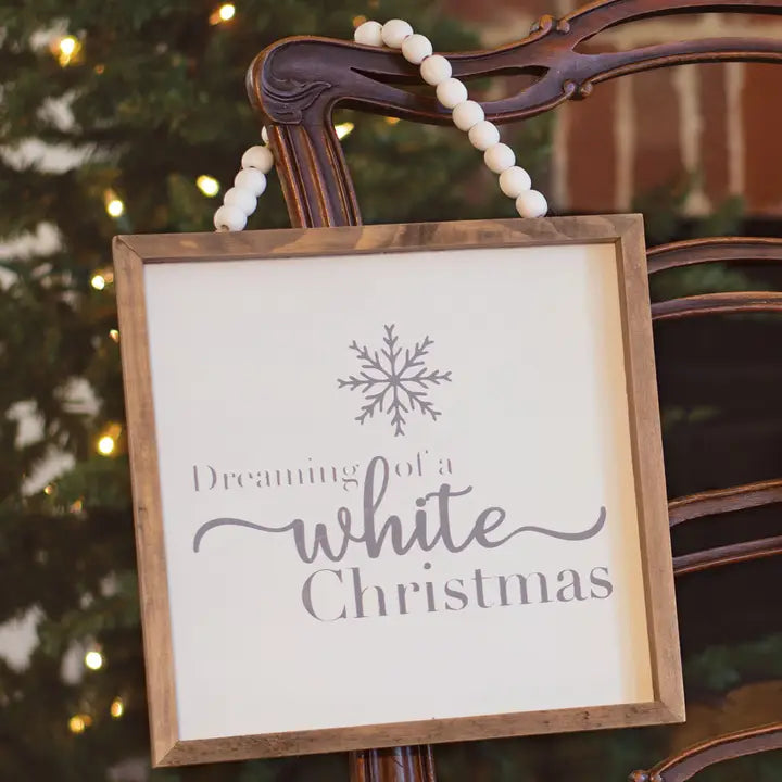 White Christmas Beaded Sign